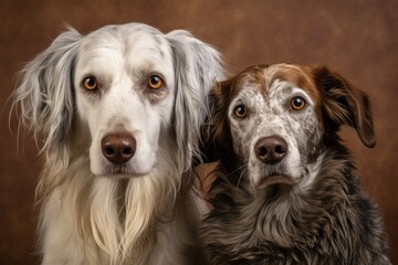 portrait of an older dog with a younger one