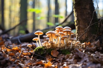 wild mushrooms in a forest