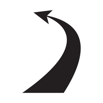 Semicircular rounded curved geometric trajectory arrow. The arrow of the flight path and the motion of the object.
