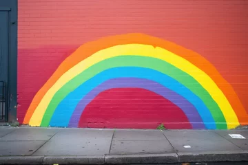 Papier Peint photo Graffiti rainbow painted on a wall indicating a clue