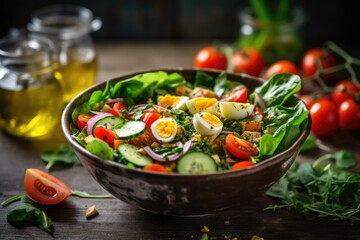 healthy salad with ingredients beneficial for pregnancy - obrazy, fototapety, plakaty