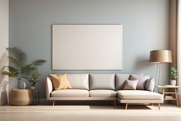 Blank wall mock up in home interior, 3d render (7)