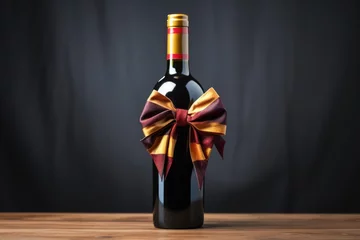 Foto op Canvas wine bottle with a bow tie as a gift © Alfazet Chronicles