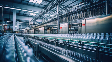 Fototapeta premium Large industrial beverage bottling line