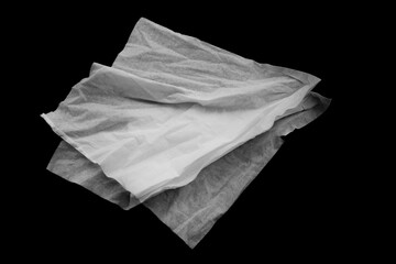 White tissues on black background
