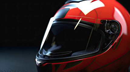 Fototapeta premium Racer helmet on asphalt, karting sport concept. Generative Ai
