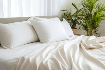 a clean white bedsheet with two matching pillows