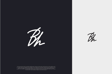 Initial Letter BH Logo signature style monogram typography for business name. Vector logo inspiration
