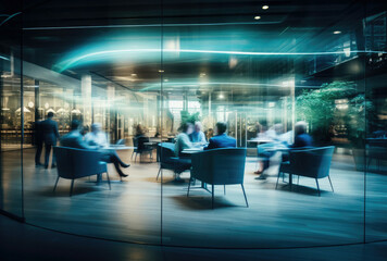 Blurry people in office meetings