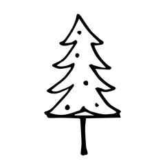 Chirstmas trees hand draw, doodle style