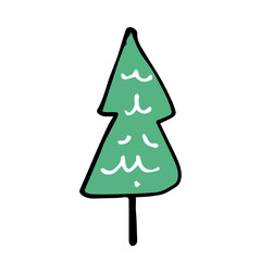 Chirstmas trees hand draw Green color, doodle style