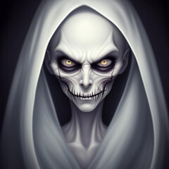 Atmospheric portrait of a sinister scary ghostly apparition.  Generative AI
