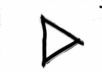 Abstract triangle play button black and white background with stroke line hand drawn illustration