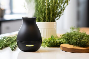 diffuser releasing steam with essential oils