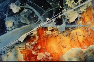 close-up of sample under a microscope slide