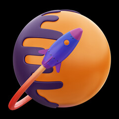 Space! 3D Icon rendering design illustration