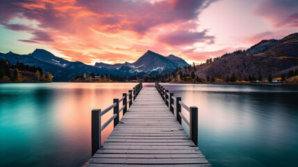 Fototapeta premium wooden pier over lake