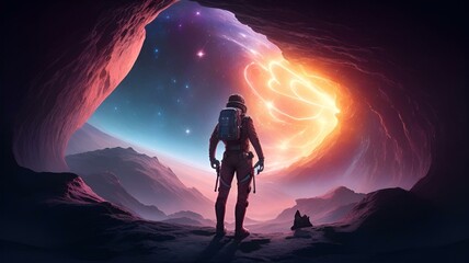 person in the night visit galaxy view.