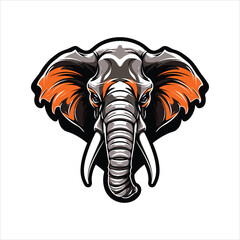 Vector elephant mascot logo template with white background
