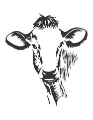 black and white cow, sketch of a cow, Cow Clipart, cow vector