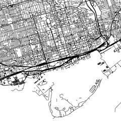 Square (1:1 aspect ratio) Vector city map of  Toronto Center Ontario in Canada on a white background.