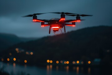 a drone displaying a social media notification light signal