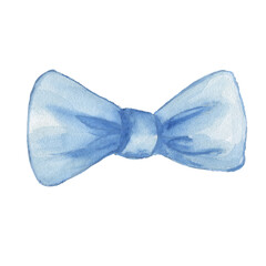 Watercolor blue bow tie, hand drawn clothing accessory