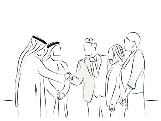 Fototapeta na wymiar line art vector of arab business people. Arabian culture line art.