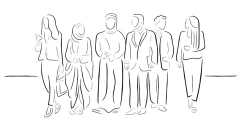 hand drawn sketch of a group of people with pencil