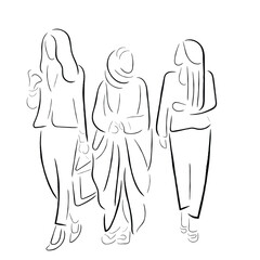 illustration of a women. women in business art. women entrepreneurs line art. Empowered women poster art vector.