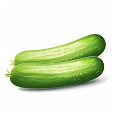 Fresh green cucumber in white background. Vector illustration