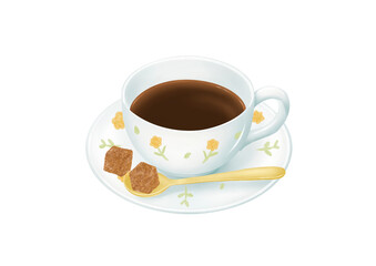 水彩で描いたコーヒー