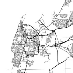 1:1 square aspect ratio vector road map of the city of  Bunbury in  Australia with black roads on a white background.