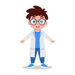 Vector cute boy student scientist