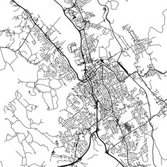 Fototapeta na wymiar 1:1 square aspect ratio vector road map of the city of Launceston in Australia with black roads on a white background.