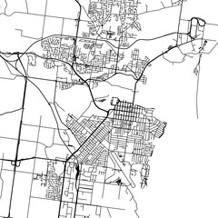 1:1 square aspect ratio vector road map of the city of  Mackay in  Australia with black roads on a white background.