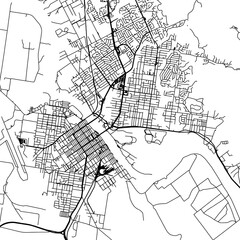 1:1 square aspect ratio vector road map of the city of  Rockhampton in  Australia with black roads on a white background.