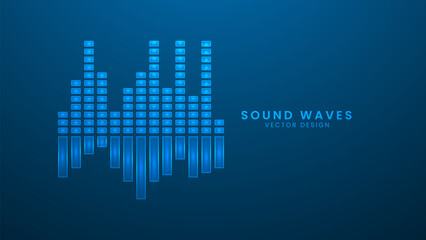 Sound waves of the equalizer. Music sound equalizer interface. Vector illustration with light effect and neon