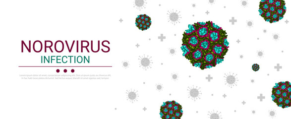Banner with norovirus infection under magnification