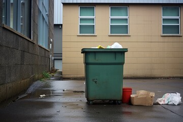 Obraz premium a recycling bin next to a garbage dumpster