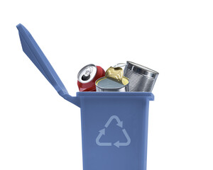 Garbage can full of metal waste