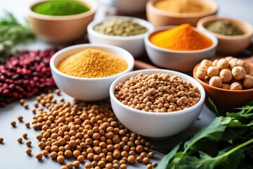 different types of vegan protein sources like lentils, chickpeas