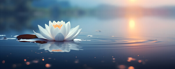 arrière-plan zen avec eau, fleur de lotus, nénuphars