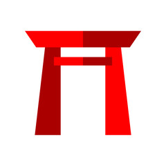 Red gate torii shrine japaness style icon flat vector design