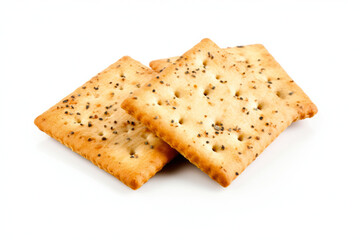 Couple of homemade seasoned crackers isolated on white background 