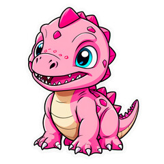 Fototapeta premium Sweet Pink Baby Dinosaur Illustration (Transparent Background)