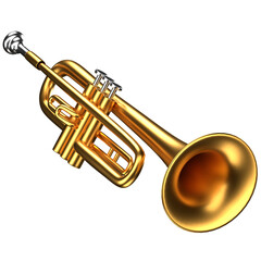 3D illustration of a black and gold Trumpet