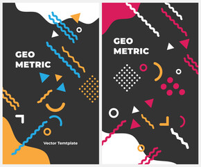 Geometric banner. Set of vector illustrations. Clean style backgrounds