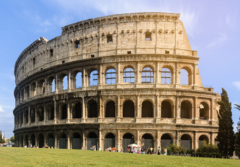 Naklejka premium Rome Colosseum, Flavian Amphitheater, in a summer day