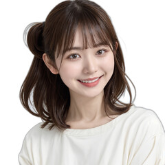 Fototapeta premium 笑顔な透過PNGの日本人女性